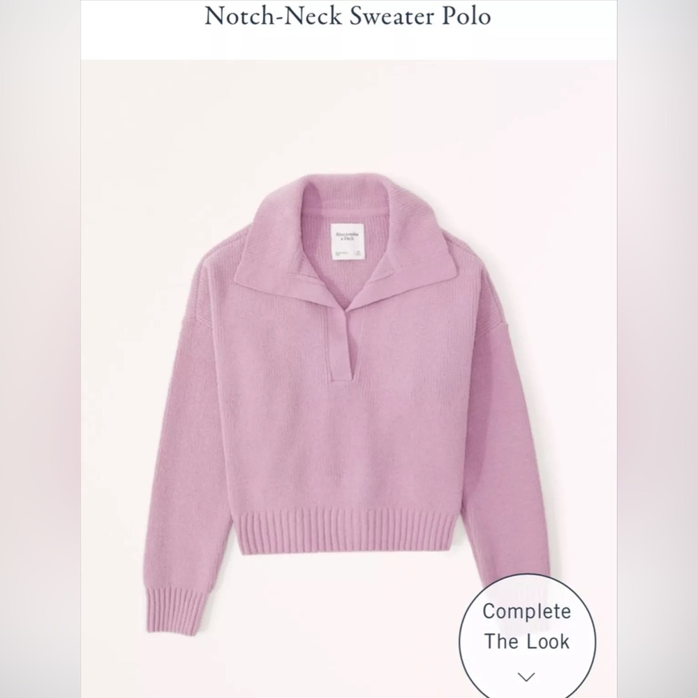 Abercrombie & Fitch Notch Neck Sweater Polo, Pink Mauve, SIZE SMALL